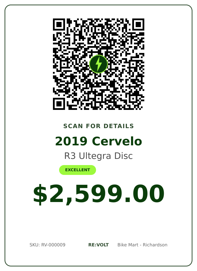 QR Code - Scan to purchase 2019 Cervelo R3 Ultegra Disc