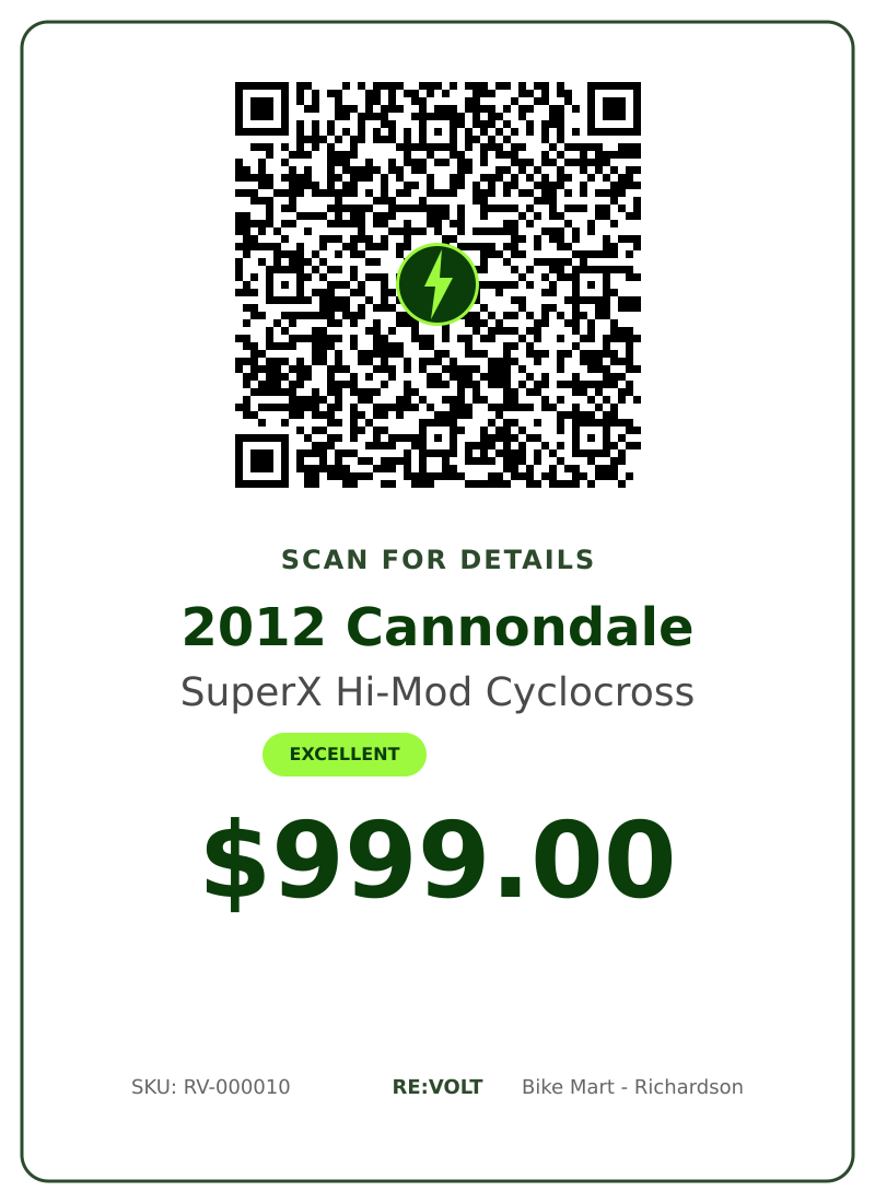 QR Code - Scan to purchase 2012 Cannondale SuperX Hi-Mod Cyclocross